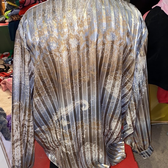 Tanjay Women’s Long Sleeve Button Down gold/ Tan Blouse Size 24W - Picture 6 of 11